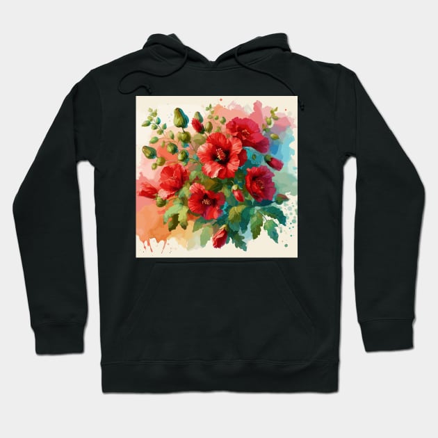 Red Hibiscus Flowers Hoodie by Jenni Arts